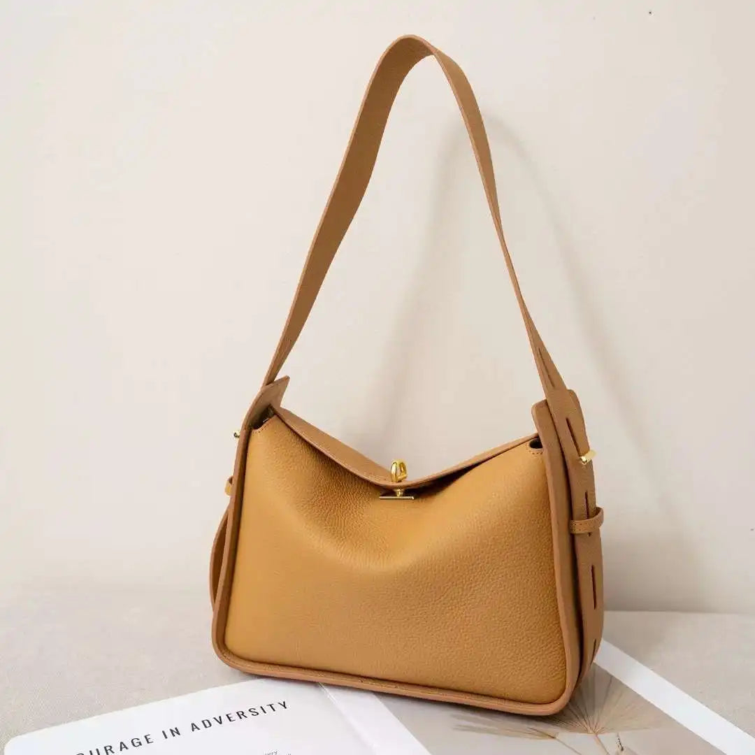 Women's Genuine Leather Shoulder Bag – Luxury Cowhide Crossbody & Underarm Tote with Large Capacity, Elegant Fashion Handbag for Everyday Use
