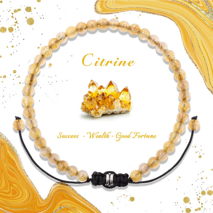 Bracelet perles de tourmaline noire naturelle – Bracelet ajustable tressé en corde avec carte cadeau pour hommes et femmes