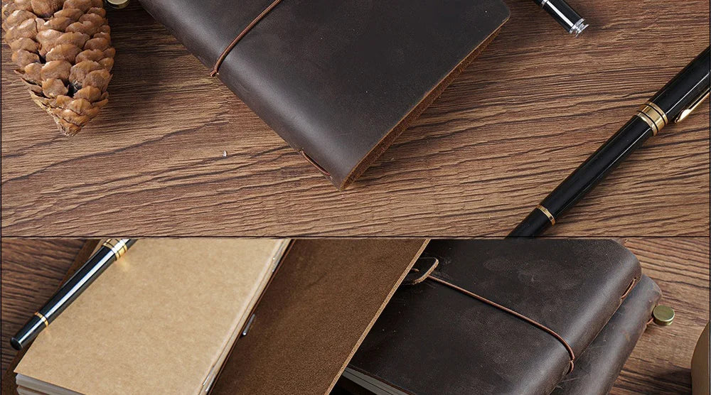 Genuine Leather Refillable Travel Journal – Handmade Retro Diary, Sketchbook & Notebook