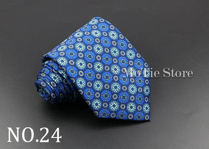 Men's 7.5cm Soft Silk Necktie – Floral & Dot Pattern Tie for Weddings, Business, Parties & Formal Wear