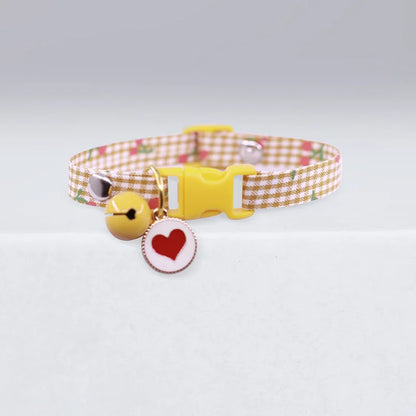 Cute Avocado Cat Collar – Adjustable Plaid Pet Collar with Bell & Candy Avocado Pendant, Cartoon Necklace for Cats & Small Dogs