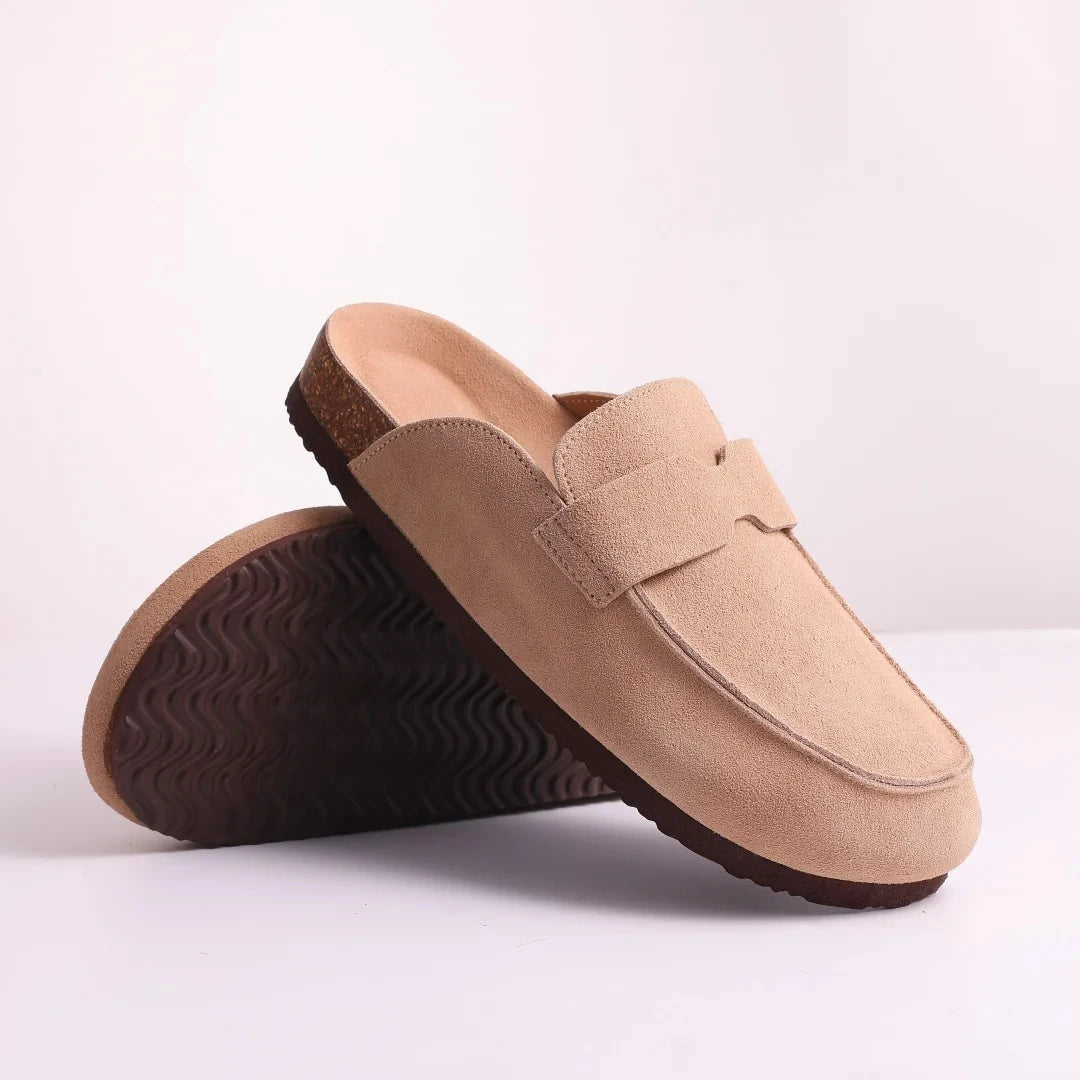 Zuecos de ante Crestar Cork – Zapatillas tipo mules unisex antideslizantes con soporte para el arco del pie