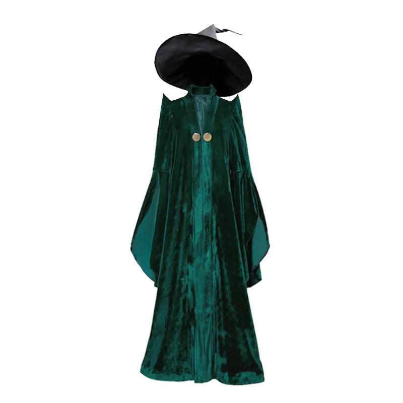 School of Witchcraft & Wizardry Professor McGonagall Costume – Hogwarts-Inspired Robe for Halloween Cosplay, Wizard School Parties & Dress-Up