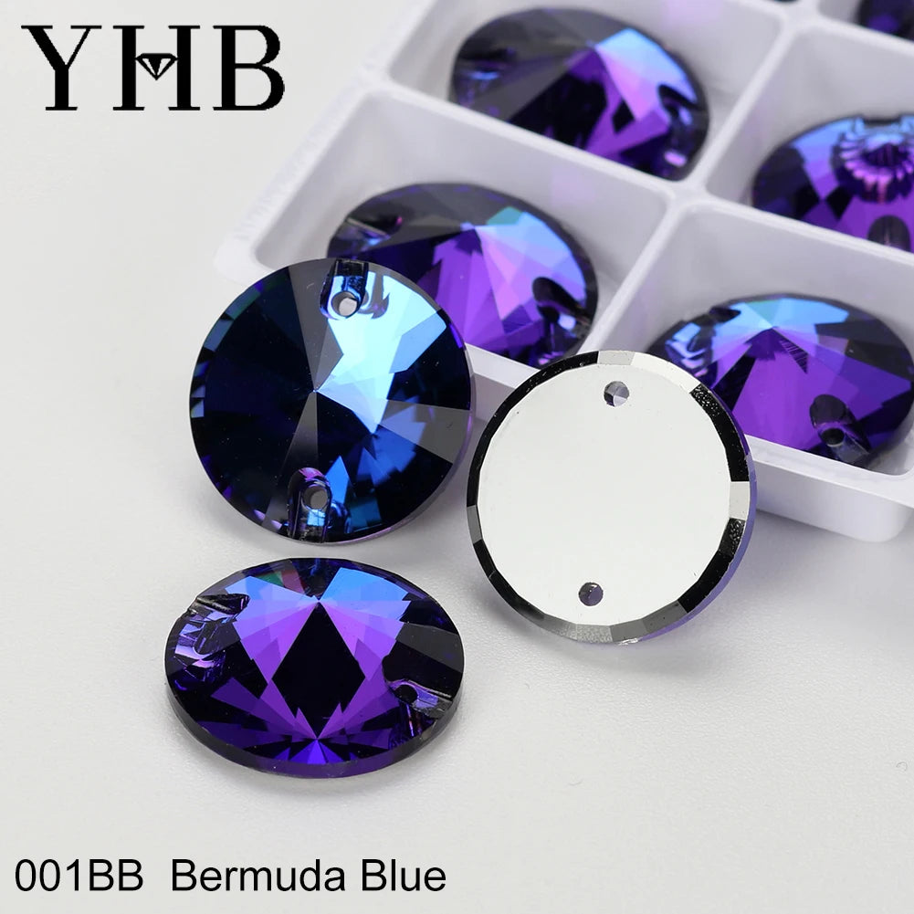 Strass à coudre YHB Crystal Rivoli – Pierres à coudre plates en verre pour vêtements, sacs et artisanat de bricolage
