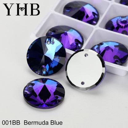Strass à coudre YHB Crystal Rivoli – Pierres à coudre plates en verre pour vêtements, sacs et artisanat de bricolage