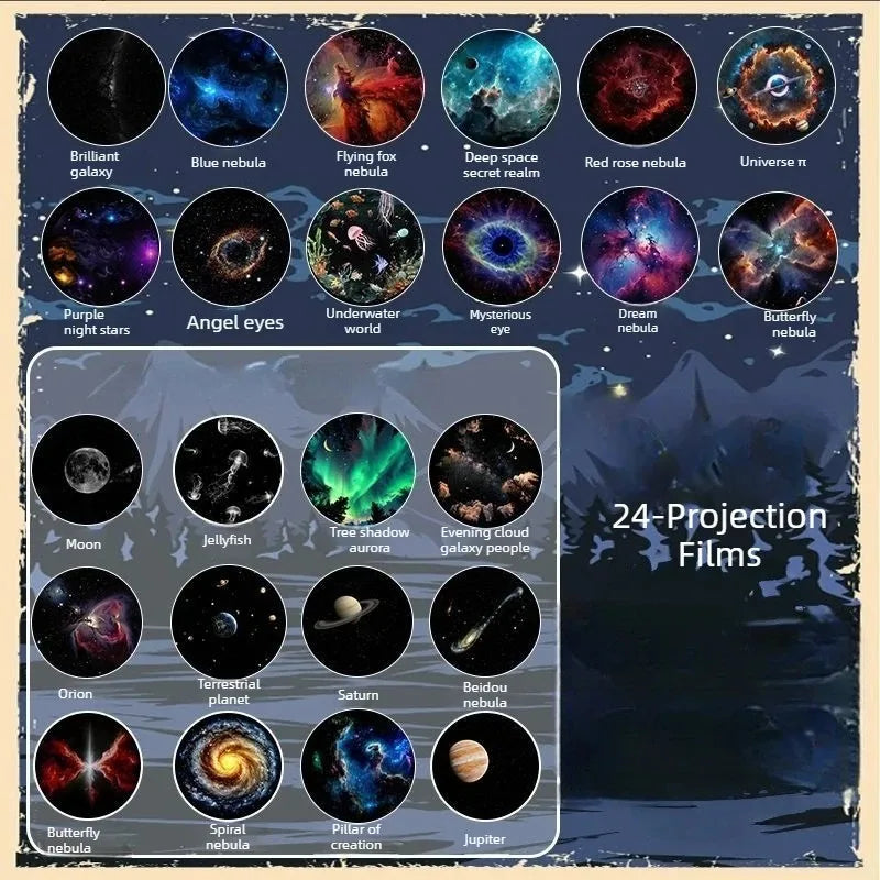 2-in-1 Galaxy Star Projector Night Light – Mini Starry Sky Ambient Lamp for Bedroom, Sleep & Home Decoration