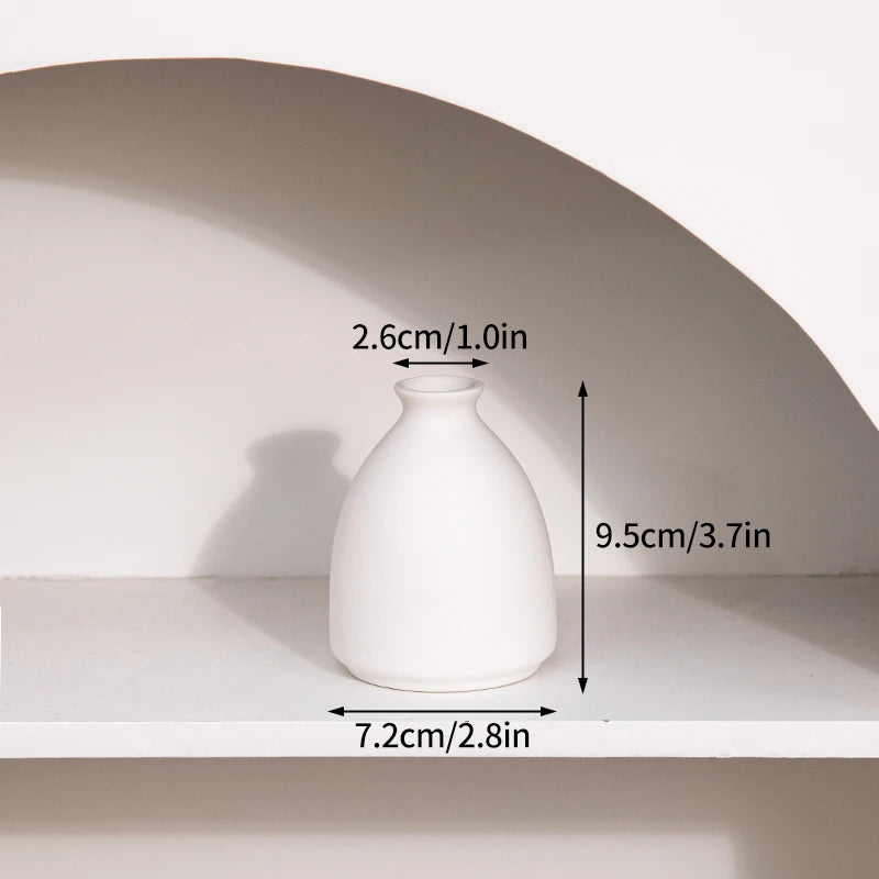 Florero Nórdico de Cerámica Blanca – Jarrón Decorativo Moderno para Sala de Estar, Decoración del Hogar y Escritorio