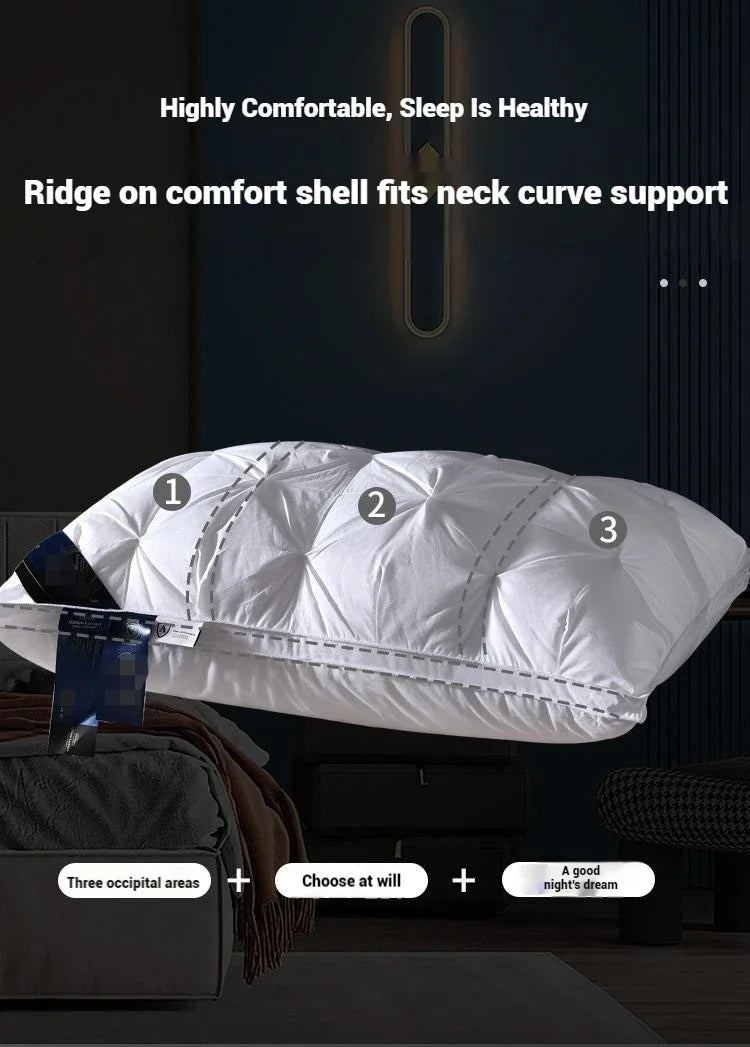 Almohada de Hotel de 5 Estrellas – Almohada Suave Tridimensional de Color Sólido, Cómoda Almohada de Cama de Tela Lavada para el Hogar, Dormitorio y Ropa de Cama de Hotel de Lujo