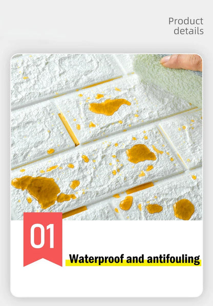 Papel tapiz de ladrillo de espuma 3D autoadhesivo – Paneles de pared impermeables despegables y pegables (70 × 1000 cm)