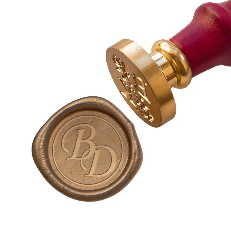 Sello de cera personalizado para bodas – Iniciales y logo personalizados, sello de metal para invitaciones | Embalaje de regalo DIY y accesorio de decoración de bodas