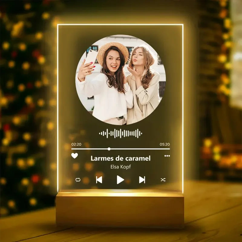 Personalized Acrylic Music Photo Plaque with LED Night Light – Custom Spotify-Style Song Gift for Couples, Anniversaries, Birthdays & Christmas