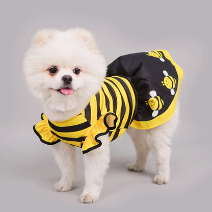 Cute Bee Dog Dress – Yellow Bumble Bee Striped Pet Costume for Dogs, Puppies, Kittens & Cats, Party & Halloween Pet Apparel