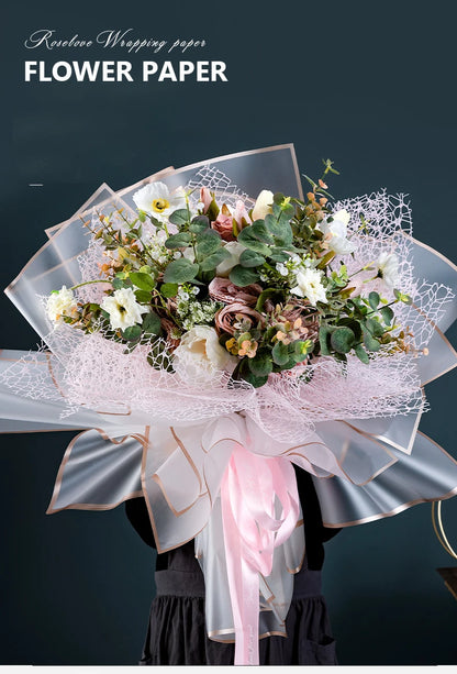 10 hojas de papel de envolver flores impermeable con bordes dorados para ramos, bodas, regalos y arreglos florales de bricolaje