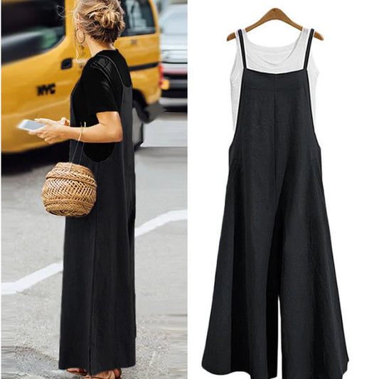 Mono de Lino y Algodón de Pierna Ancha para Mujer sin Mangas, Peto Informal, Holgado, para Verano, Tallas Grandes 5XL