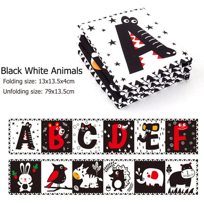 Black & White Sensory Cloth Book for Babies 0–12 Months Montessori Soft Crinkle Toy