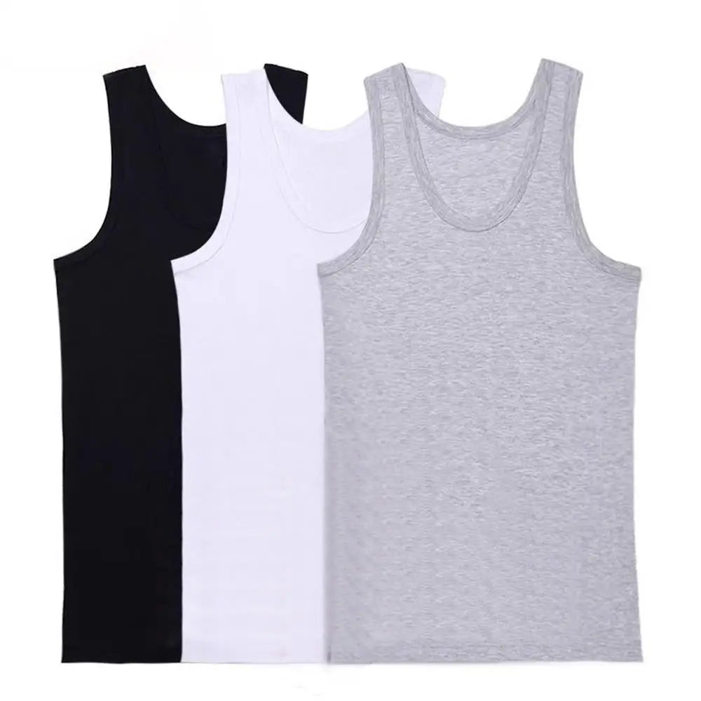 Men's 100% Cotton Tank Top – White, Grey & Black Plus Size Sleeveless Vest for Summer, Fitness, Bodybuilding & Casual Everyday Wear