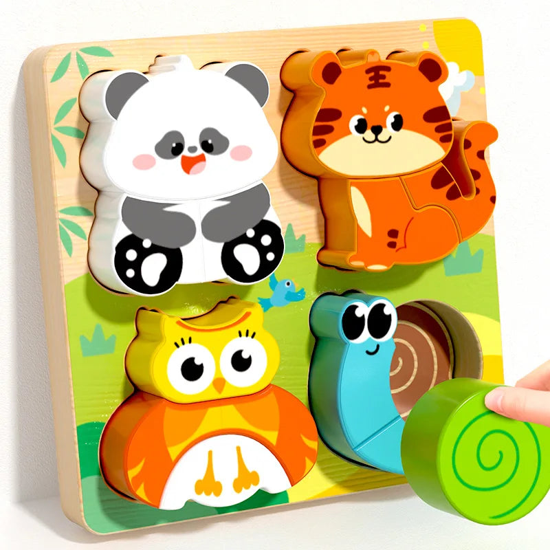 Montessori Wooden Building Blocks Color & Shape Matching Puzzle Educational Toy for Kids