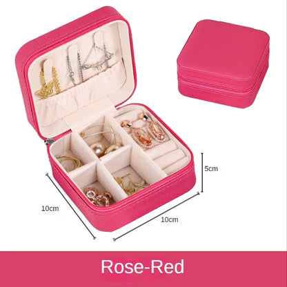 Portable Leather Travel Jewelry Organizer Case for Rings, Earrings, Necklaces & Accessories Storage