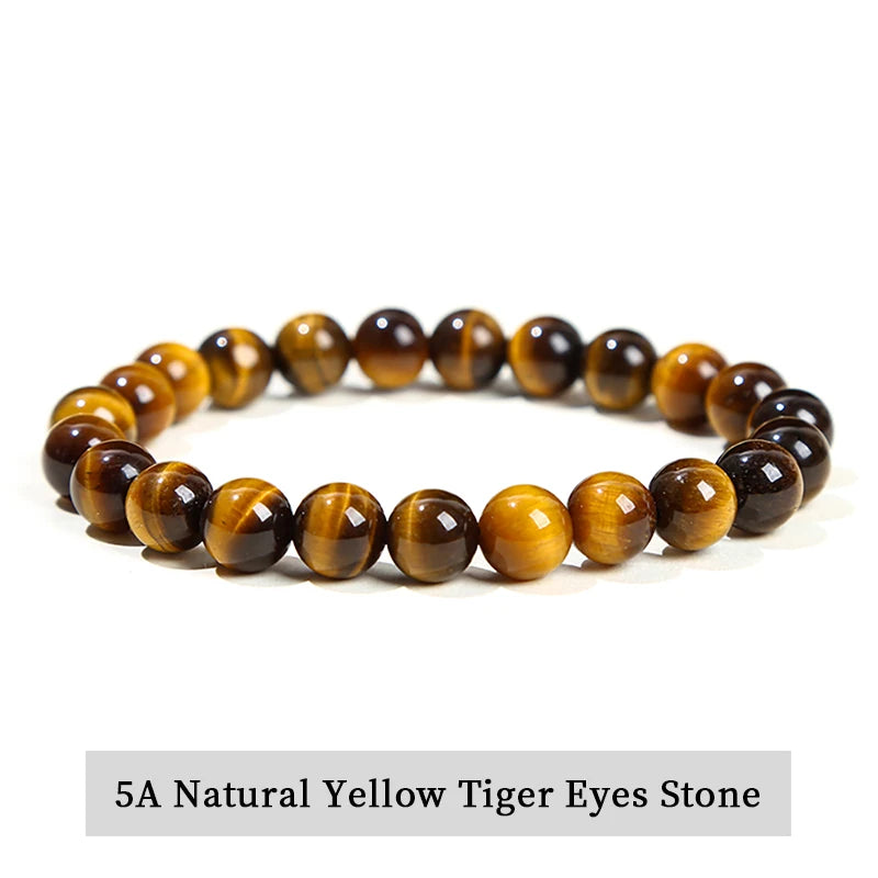 Pulsera de Cuentas de Piedra Natural – Pulsera de Gemas de Amatista, Ojo de Tigre, Cuarzo Cristal y Ágata para Mujeres y Hombres, Regalo de Joyería de Energía Reiki