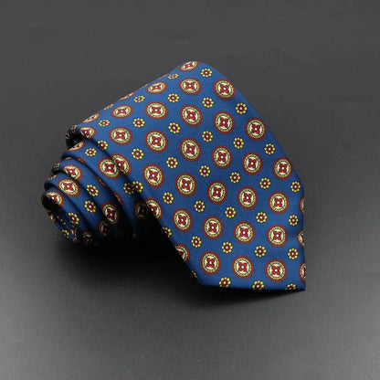 Men's 7.5cm Soft Silk Necktie – Floral & Dot Pattern Tie for Weddings, Business, Parties & Formal Wear