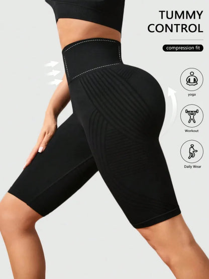 Women’s High Waist Seamless Slim Yoga Shorts Stretchy Push Up Butt Lifting Knitted Workout Running