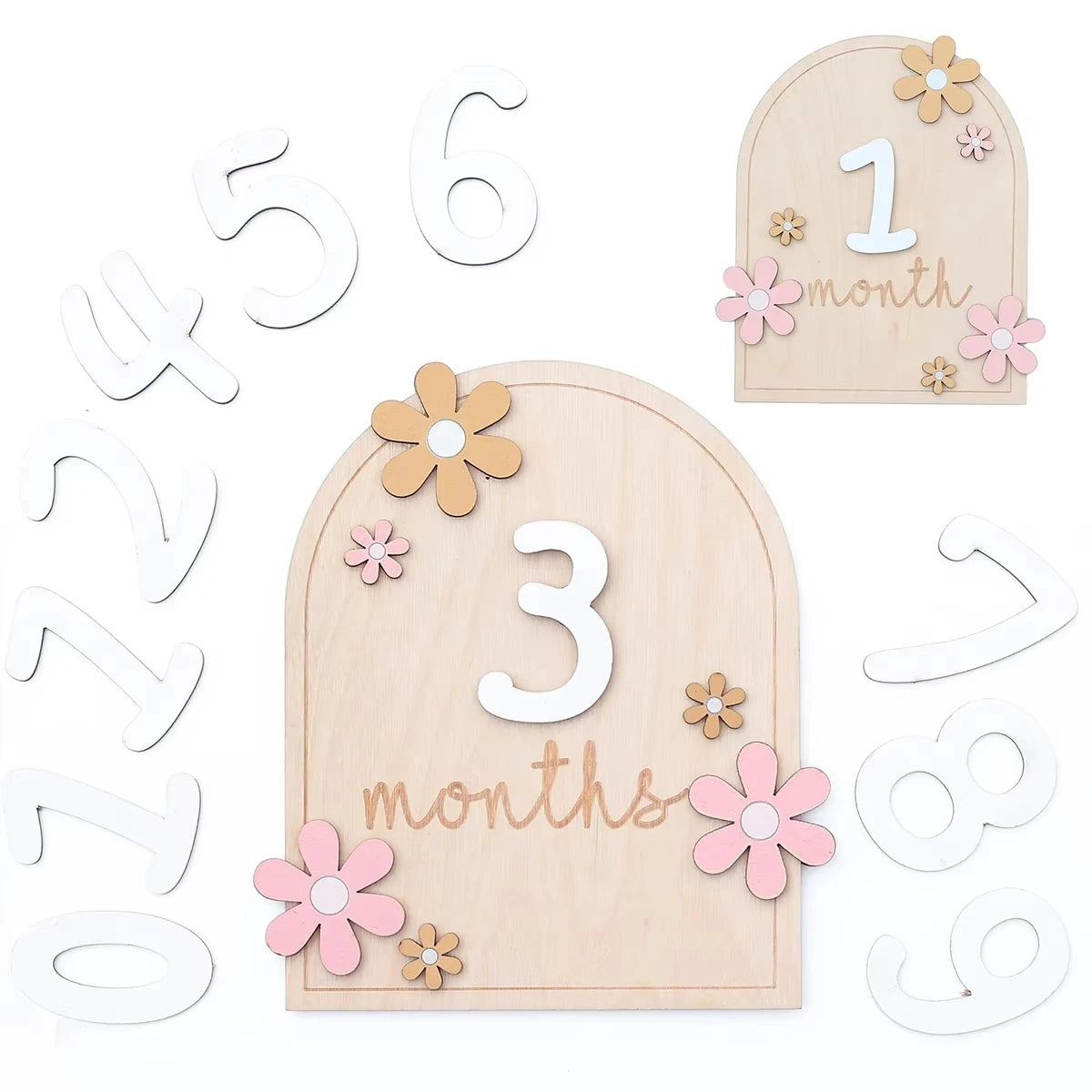 7PCS Newborn Milestone Wooden Cards – Baby Monthly Growth Announcement Props, Baby Shower Gift for Boys & Girls, Pregnancy Photography Accessories for First Year Memories & Photo Sessions