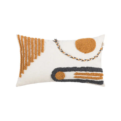 Boho Embroidered Throw Pillow Cover - Geometric Tassel Cushion Cover for Sofa, Living Room & Home Decor