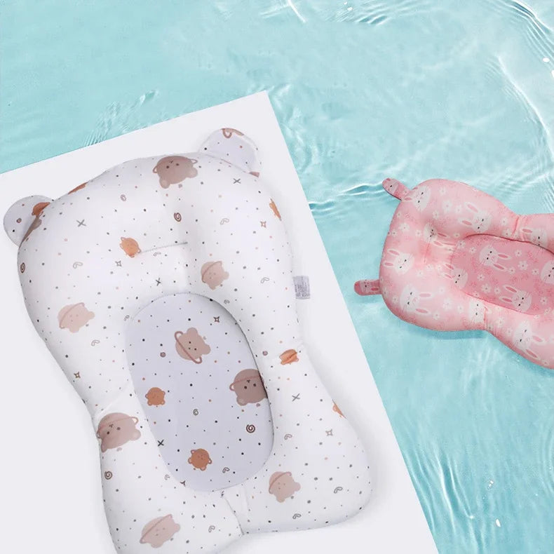 Tapete de soporte para bañera de bebé recién nacido – Cojín de baño plegable antideslizante para bebés, almohadilla de bañera de seguridad con diseño de dibujos animados para baby shower, soporte cómodo para lactancia y baño