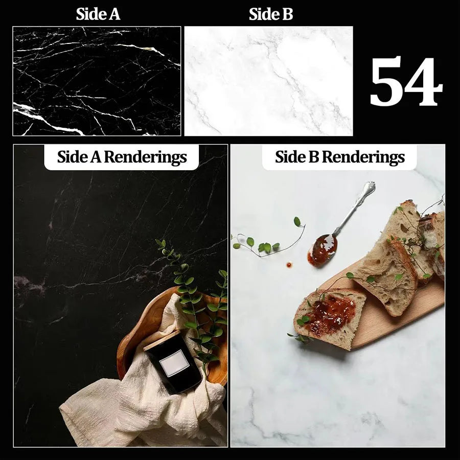 Double-Sided Wood Grain & Marble Photography Backdrop Board 57 × 87 cm – Waterproof Photo Background for Product Photography