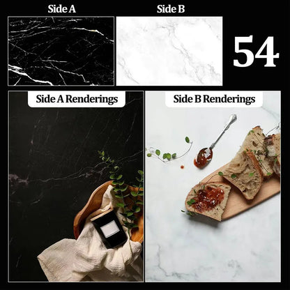 Double-Sided Wood Grain & Marble Photography Backdrop Board 57 × 87 cm – Waterproof Photo Background for Product Photography