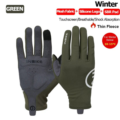 Guantes de ciclismo INBIKE 2024 – Guantes de bici de forro polar con dedos completos y acolchado de gel para hombre, accesorios de invierno con pantalla táctil para ciclismo de carretera y MTB