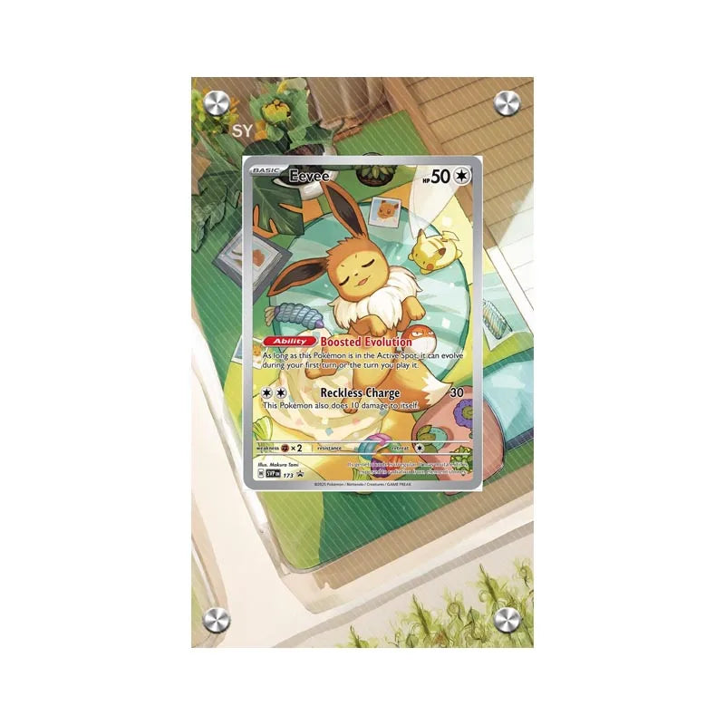 Présentoir pour cartes à collectionner Pokémon PSA, en acrylique, avec illustrations étendues – Latios, Latias, Mew, Évoli et Pikachu