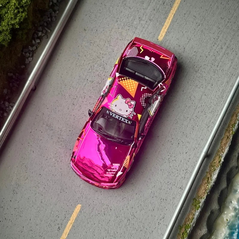 Tarmac Works Vertex Silvia S14 Hello Kitty Pink Chrome – 1:64 Scale Limited Edition Diecast Model Car & Collectible Toy