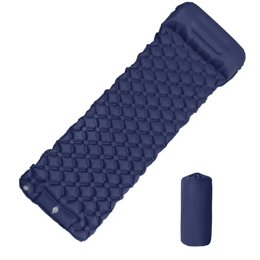 Matelas de camping gonflable d'extérieur – Tapis de couchage gonflable ultraléger avec pompe et oreiller intégrés pour la randonnée, le camping, les voyages et les aventures en plein air