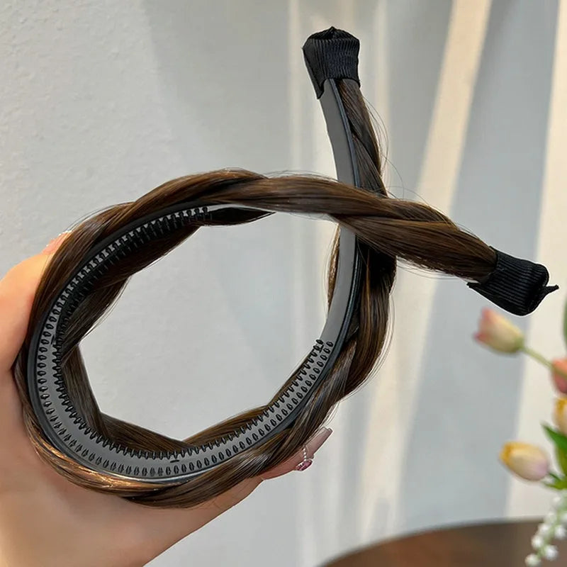 Diadema Bohemio Trenzado Sintético para Mujer Banda de Pelo Elástica para Fiestas y Cosplay