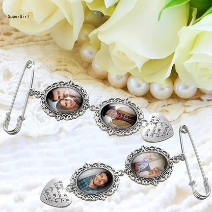 Wedding Bouquet Photo Charm – Oval Picture Frame Pendant Brooch for Bridal Bouquets & Memorial Keepsakes