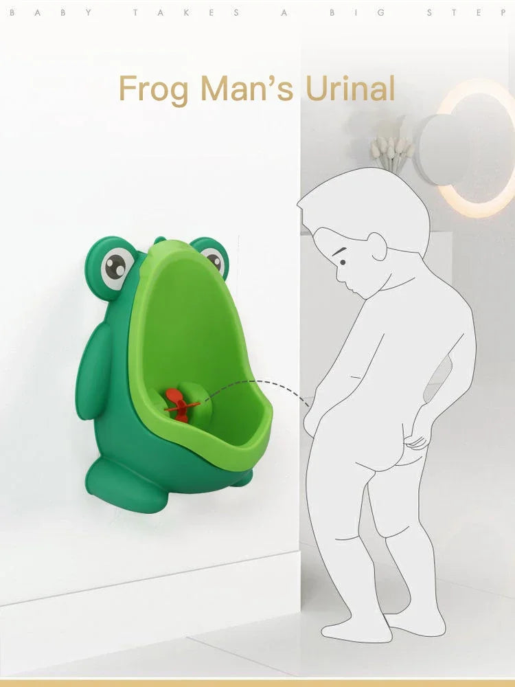 Urinoir d'apprentissage en forme de grenouille pour garçons – Entraîneur de toilettes pour tout-petings avec cible amusante, urinoir mural pour bébés et enfants