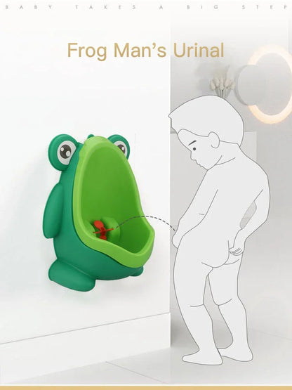 Urinoir d'apprentissage en forme de grenouille pour garçons – Entraîneur de toilettes pour tout-petings avec cible amusante, urinoir mural pour bébés et enfants