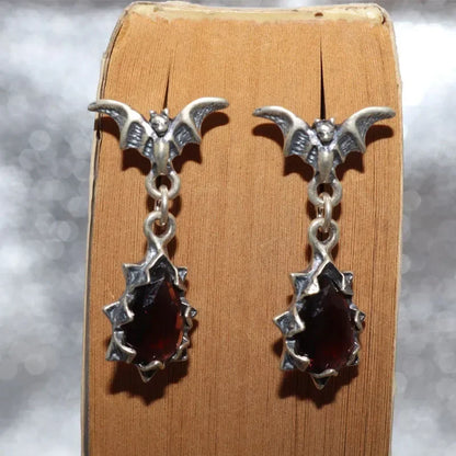 Gothic Bat Zircon Earrings – Dark Night Punk Rock Hip Hop Jewelry for Men & Women, Fashion Statement Earrings & Alternative Accessories