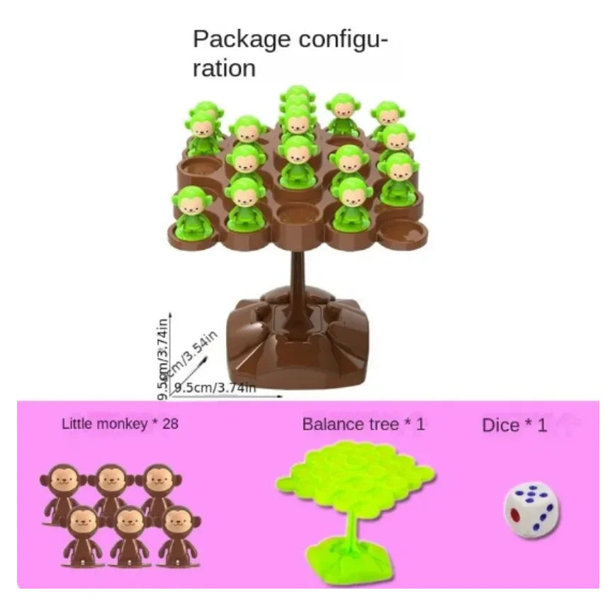 Jeu de l'arbre d'équilibre du singe – Jouet d'entraînement à la concentration et à l'équilibre pour enfants, jeu de société interactif parent-enfant, jouet de développement des compétences éducatives de la série musicale pliable
