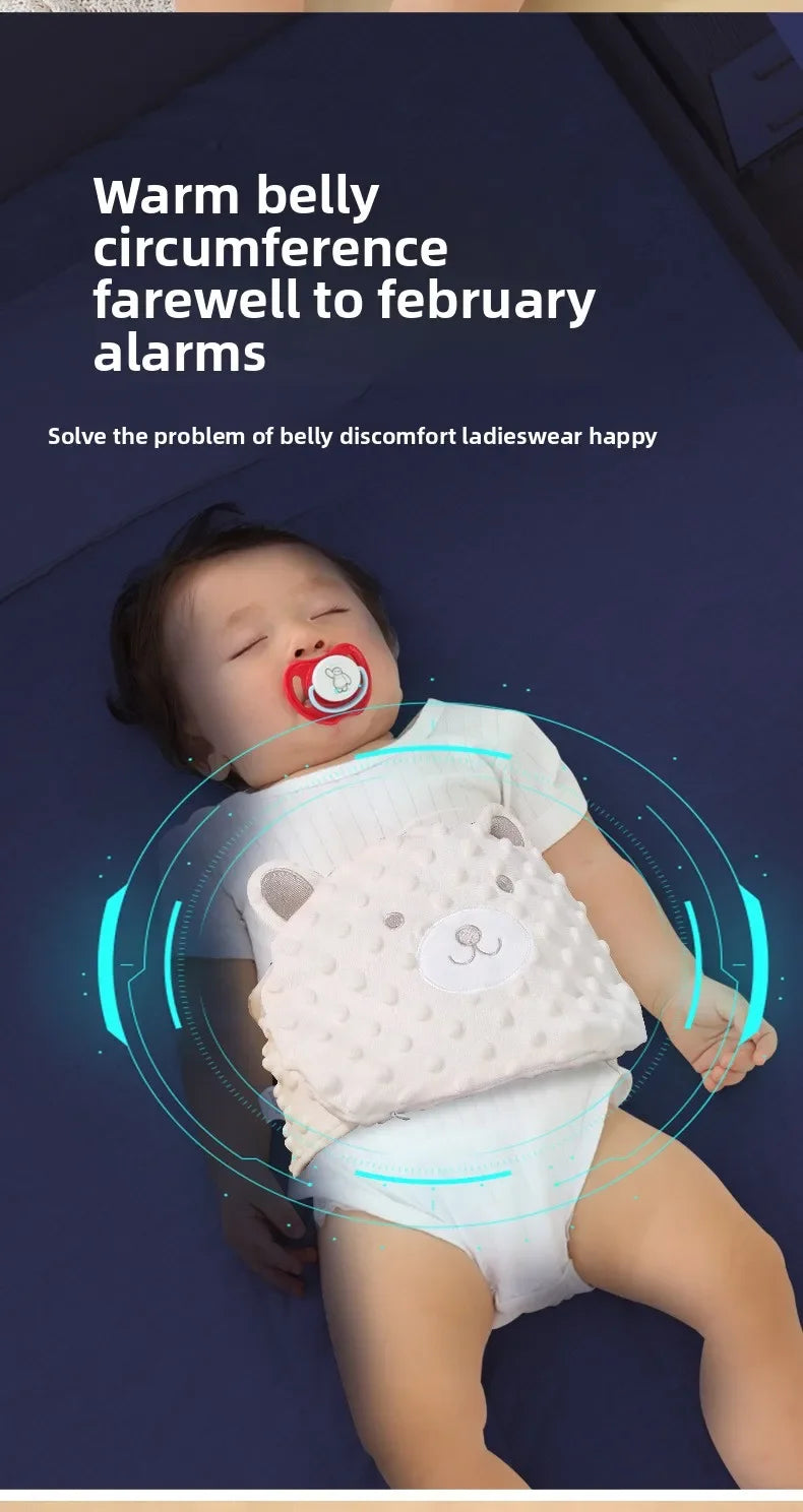 Faja suave para bebé con paquete térmico de frijoles rojos – Envoltura abdominal de dibujos animados para bebés para calor, alivio de gases y comodidad estomacal
