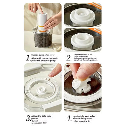 Electric Vacuum Seal Storage Container – Airtight Kitchen Canister for Coffee Beans, Tea, Cereal & Rice, Moisture-Proof Fresh Food Storage Box