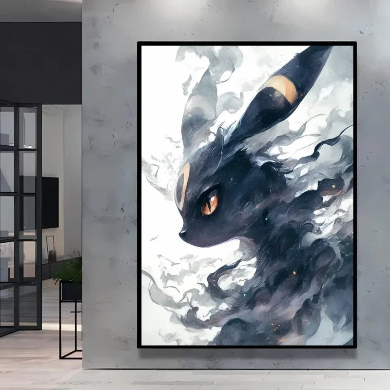 Pokémon Eevee Ink Style Canvas Wall Art – Fantasy Decorative Painting for Home & Room Decor