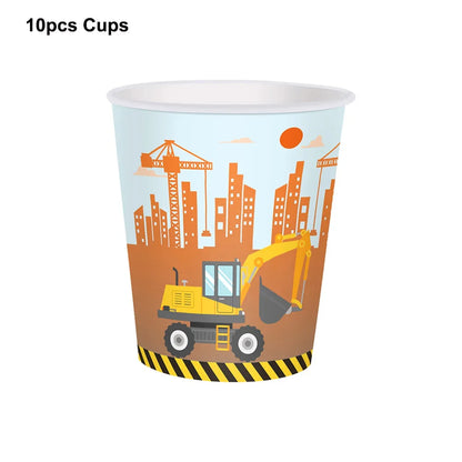 Construction Truck Birthday Party Tablecloth – Excavator & Engineering-Themed Table Runner for Boys' Construction Party Decorations