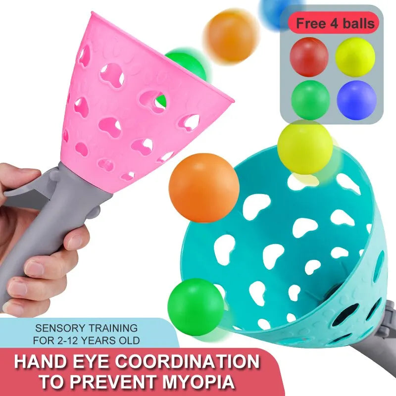 Parent-Child Outdoor Kids Fun Ejection Catch Ball Launcher – Throwing Pinball Sensory Training Educational Sports Toy Set