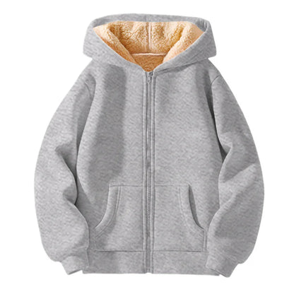 New Boys Girls Casual Jackets Kids Padded Thickened Lambwool Coats Children Warm Winter Hoodies Teenager Fashion Hooded Clothing