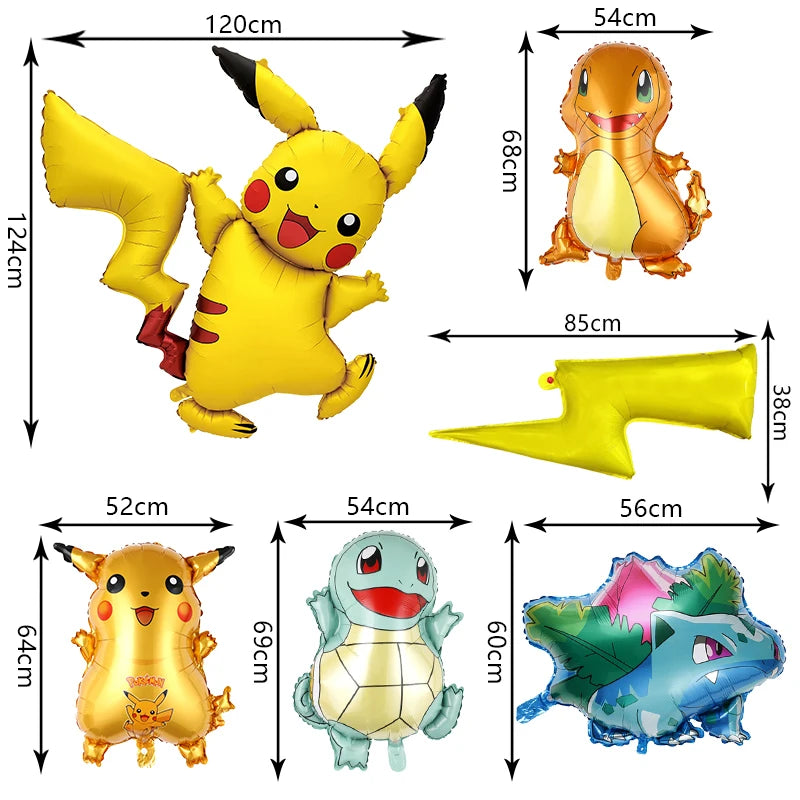 Pokémon Birthday Party Decorations – Lightning Pikachu Balloon Set with Disposable Tableware, Banner, Backdrop & Plates for Kids Events