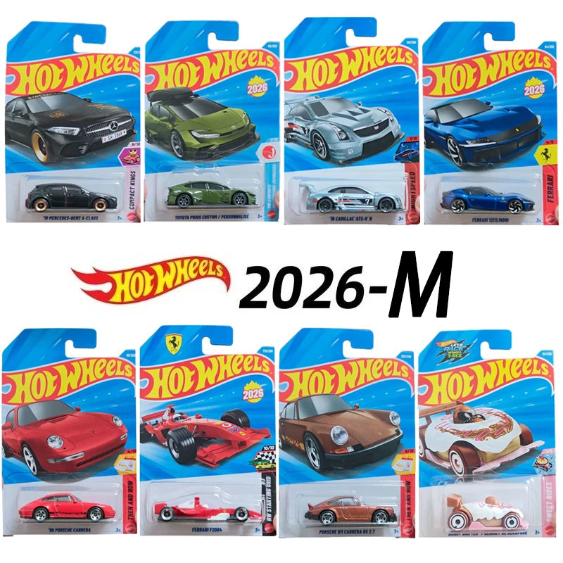 Hot Wheels 2026-M Case – 1:64 Scale Die-Cast Car Collection Featuring Toyota Prius, Mazda RX-7, Datsun, Ferrari, Porsche & Mercedes-Benz