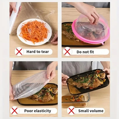 100pcs Couvercles Alimentaires Jetables – Housses de Bols Extensibles en Plastique de Qualité Alimentaire pour la Conservation des Aliments, Film Étirable de Conservation pour Cuisine et Accessoires de Conservation