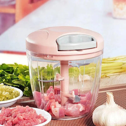 500/900ml Manual Food Chopper – Pull-Rope Vegetable Cutter, Garlic & Onion Slicer, Shredder and Salad Maker